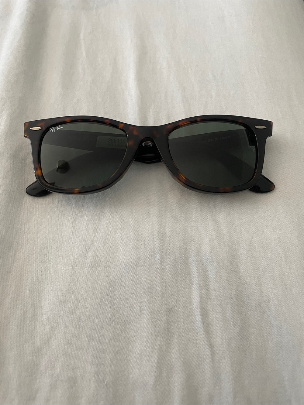 Ray-Ban Tortoise Shell Sunglasses with Dark Green Lenses